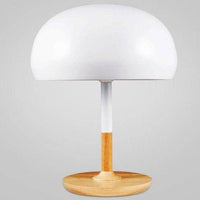 Lampe à poser design LED en bois avec abat-jour arrondi
