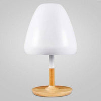 Lampe à poser design LED en bois avec abat-jour arrondi