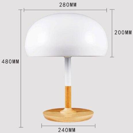 Lampe à poser design LED en bois avec abat-jour arrondi