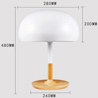 Lampe à poser design LED en bois avec abat-jour arrondi