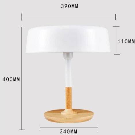 Lampe à poser design LED en bois avec abat-jour arrondi