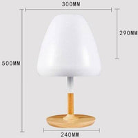 Lampe à poser design LED en bois avec abat-jour arrondi