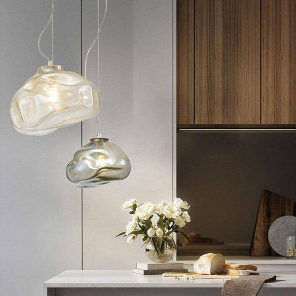 Suspension LED en verre déformé coloré Loft