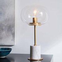 Lampe de table premium en marbre avec LED et design doré