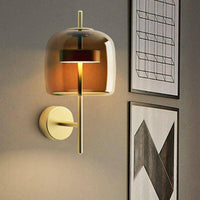 Applique murale LED Dorée en Métal et Verre Fumé