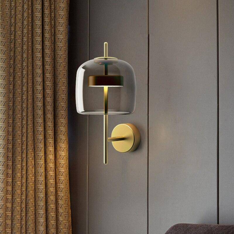 Applique murale LED Dorée en Métal et Verre Fumé