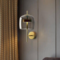 Applique murale LED Dorée en Métal et Verre Fumé