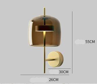 Applique murale LED Dorée en Métal et Verre Fumé