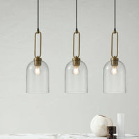 Suspension LED en verre arrondi avec anneau doré