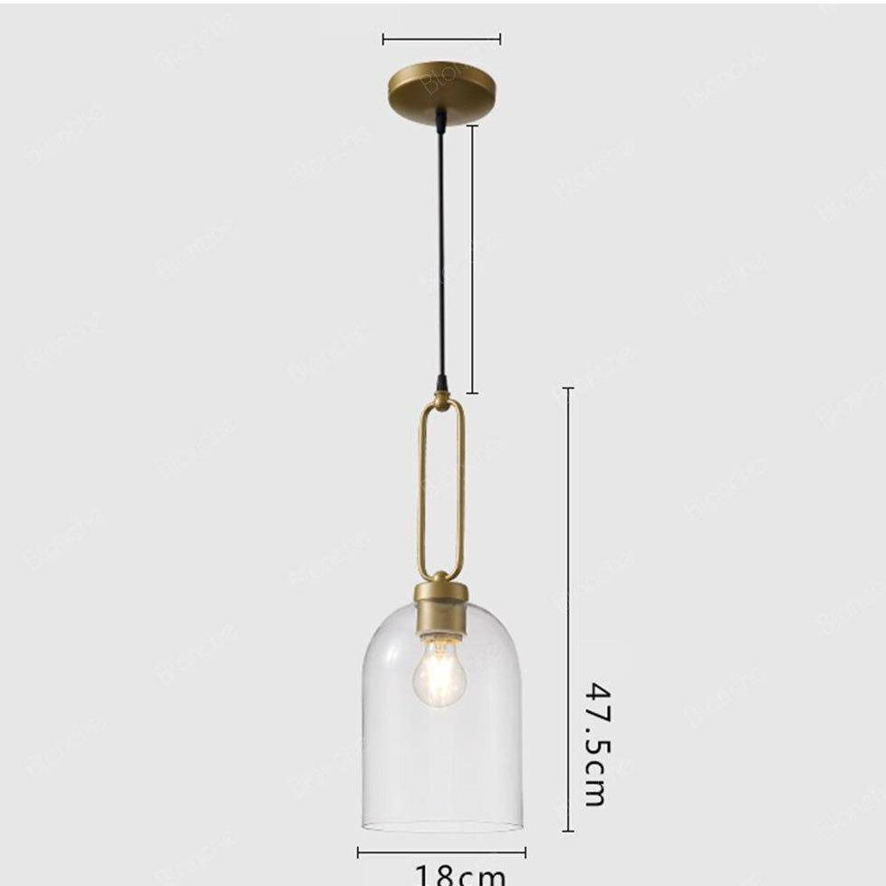 Suspension LED en verre arrondi avec anneau doré
