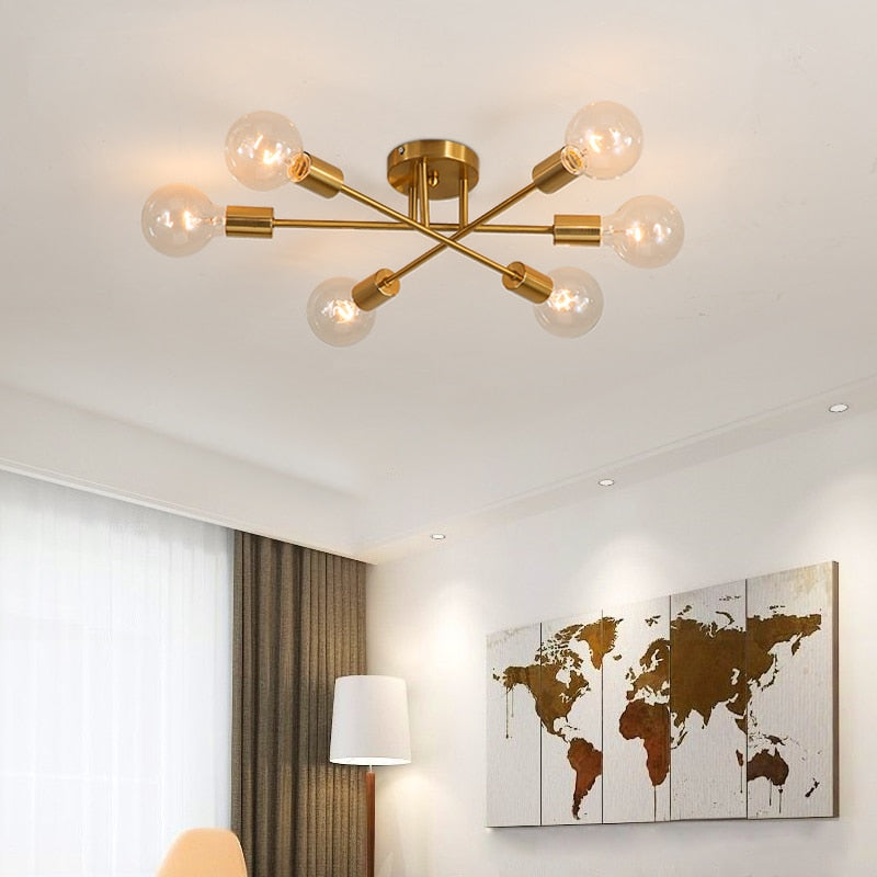 Plafonnier LED Eugie 6 lampes métal entrecroisées