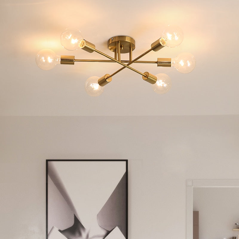 Plafonnier LED Eugie 6 lampes métal entrecroisées