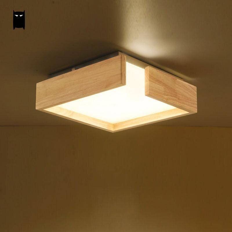 Plafonnier LED Design en Bois Square.