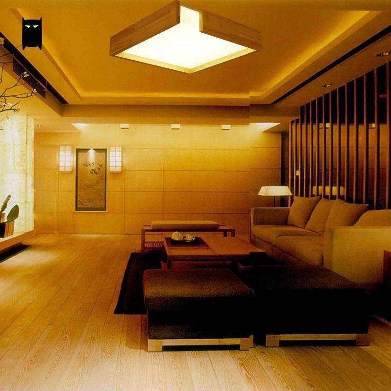 Plafonnier LED Design en Bois Square.