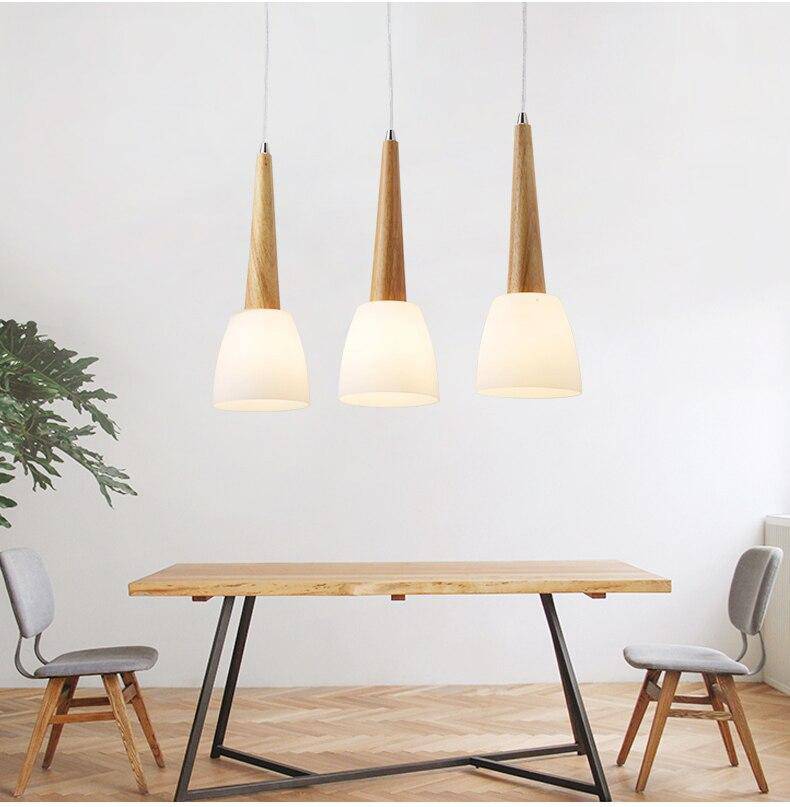 Suspension LED design en verre et bois Conico