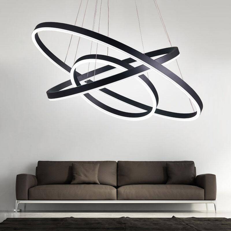 Lustre élégant Cercles Enlacés - Noir ou Blanc