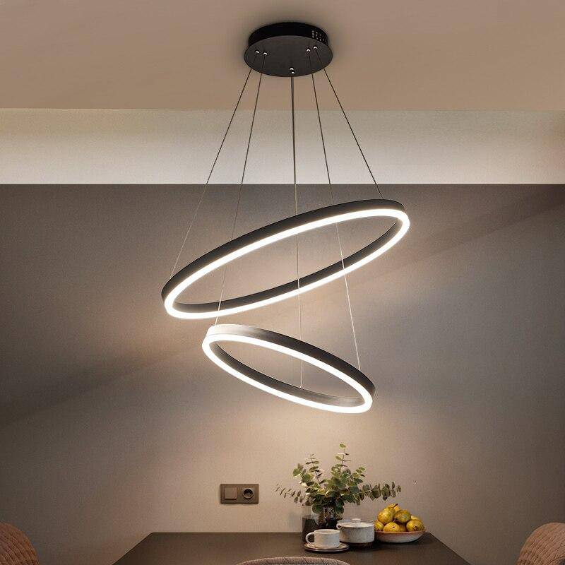 Lustre élégant Cercles Enlacés - Noir ou Blanc