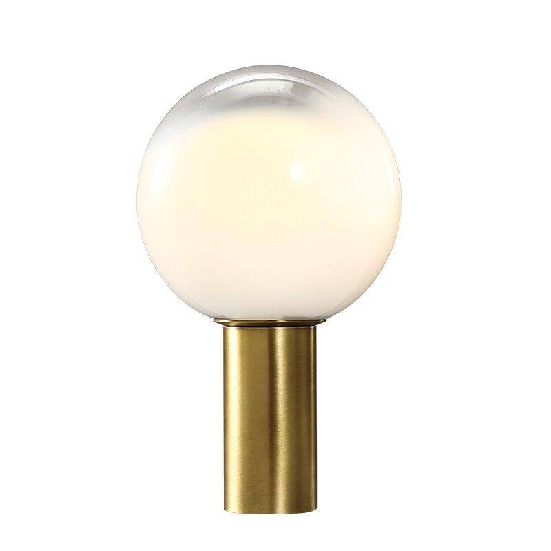 Lampe design LED dorée en verre blanc