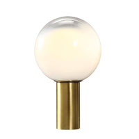 Lampe design LED dorée en verre blanc