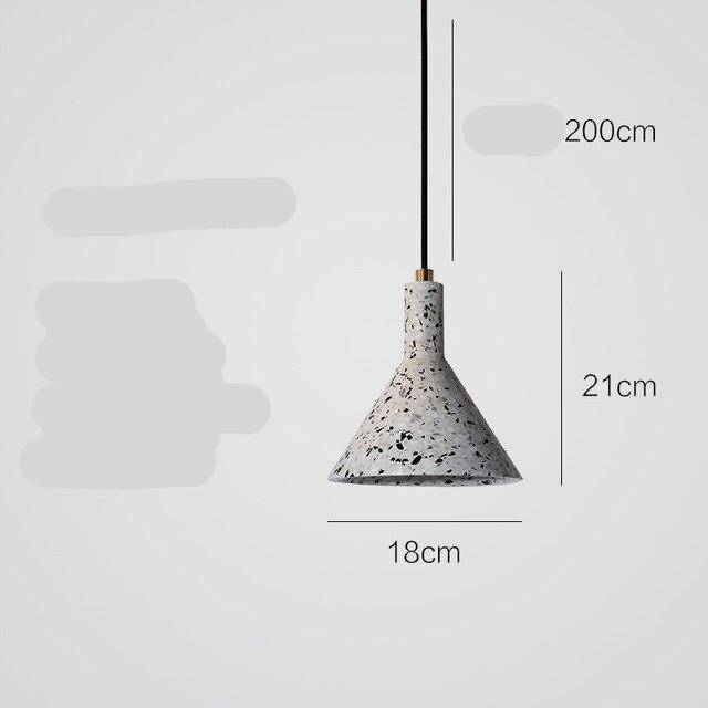 Suspension LED triangle en ciment terrazzo