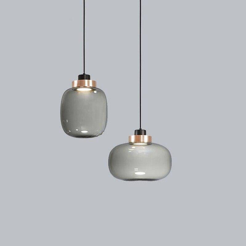 Suspension LED Sphère en Verre avec Cercle Cuivré