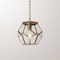 Suspension LED en verre style rétro, forme pentagonale