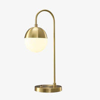 Lampe à poser design LED : bras doré et boule en verre Soft