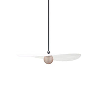 Suspension design LED "Lumina" avec boule métal et abat-jour blanc