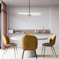 Suspension design LED "Lumina" avec boule métal et abat-jour blanc