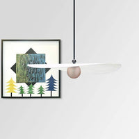 Suspension design LED "Lumina" avec boule métal et abat-jour blanc