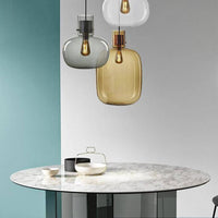 Suspension LED Design en Verre avec Abat-Jour Coloré