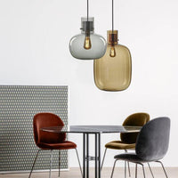 Suspension LED Design en Verre avec Abat-Jour Coloré