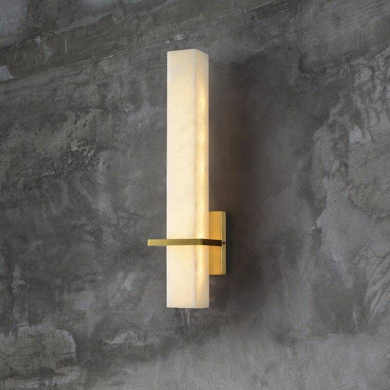 Applique murale LED en marbre et socle doré