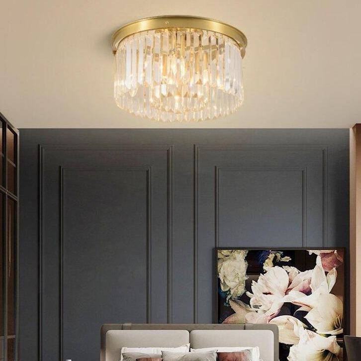 Plafonnier LED Rond en Verre et Doré - Collection Luxury