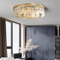 Plafonnier LED Rond en Verre et Doré - Collection Luxury