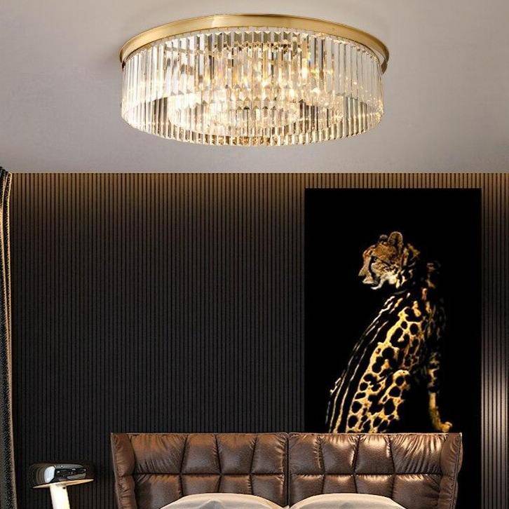 Plafonnier LED Rond en Verre et Doré - Collection Luxury