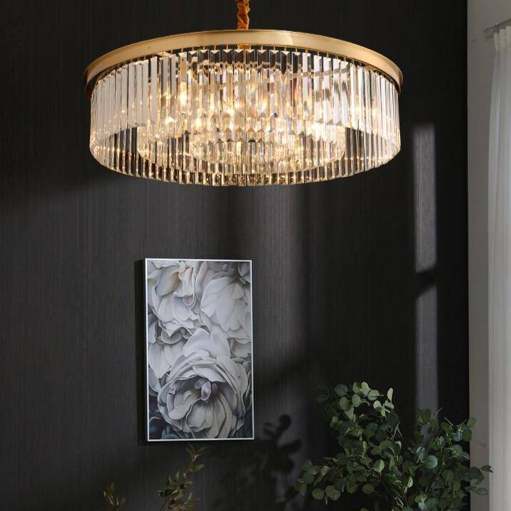 Suspension LED Luxe en Verre et Doré