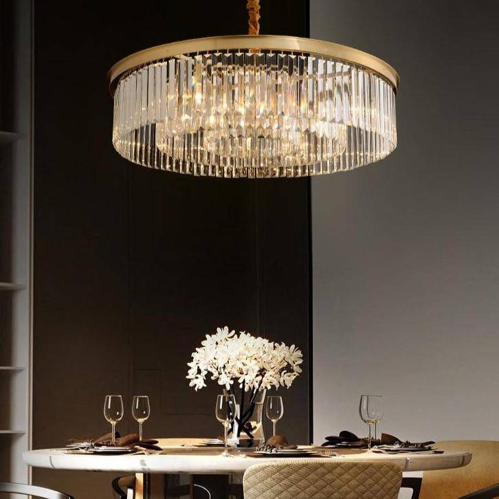 Suspension LED Luxe en Verre et Doré