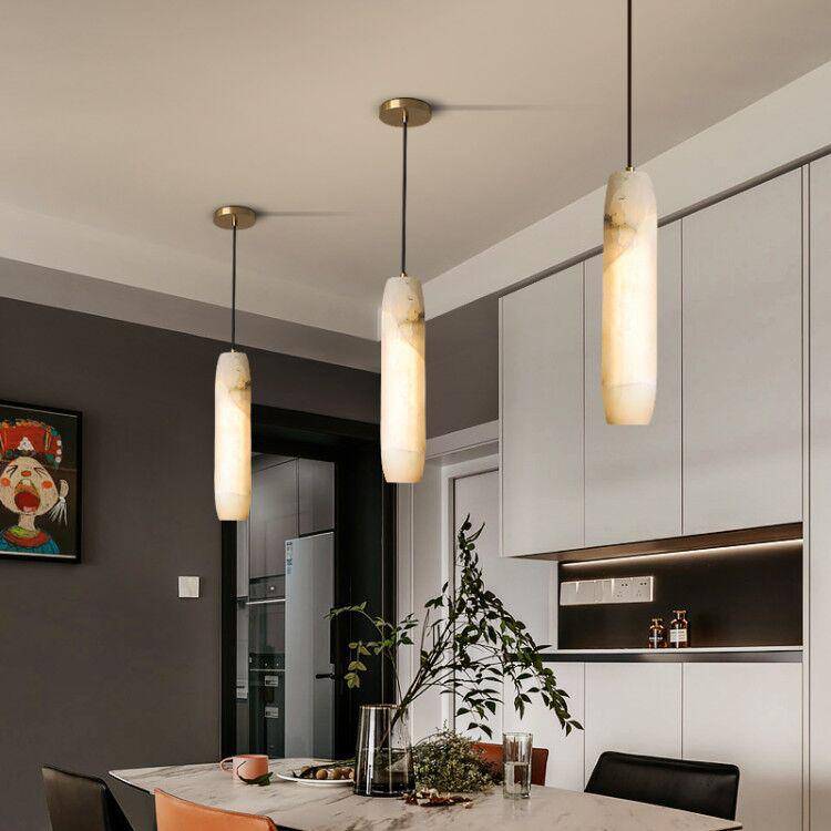Suspension LED Luxe en marbre blanc