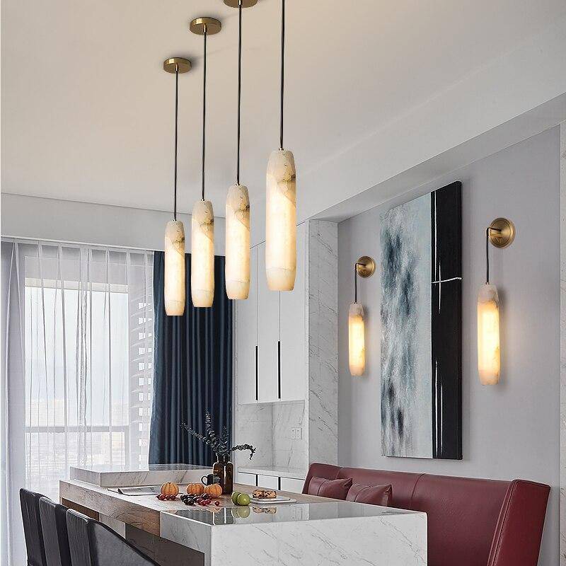Suspension LED Luxe en marbre blanc