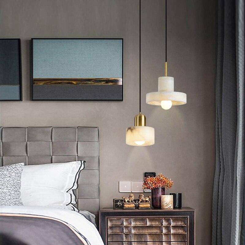 Suspension design LED en marbre blanc Luxury