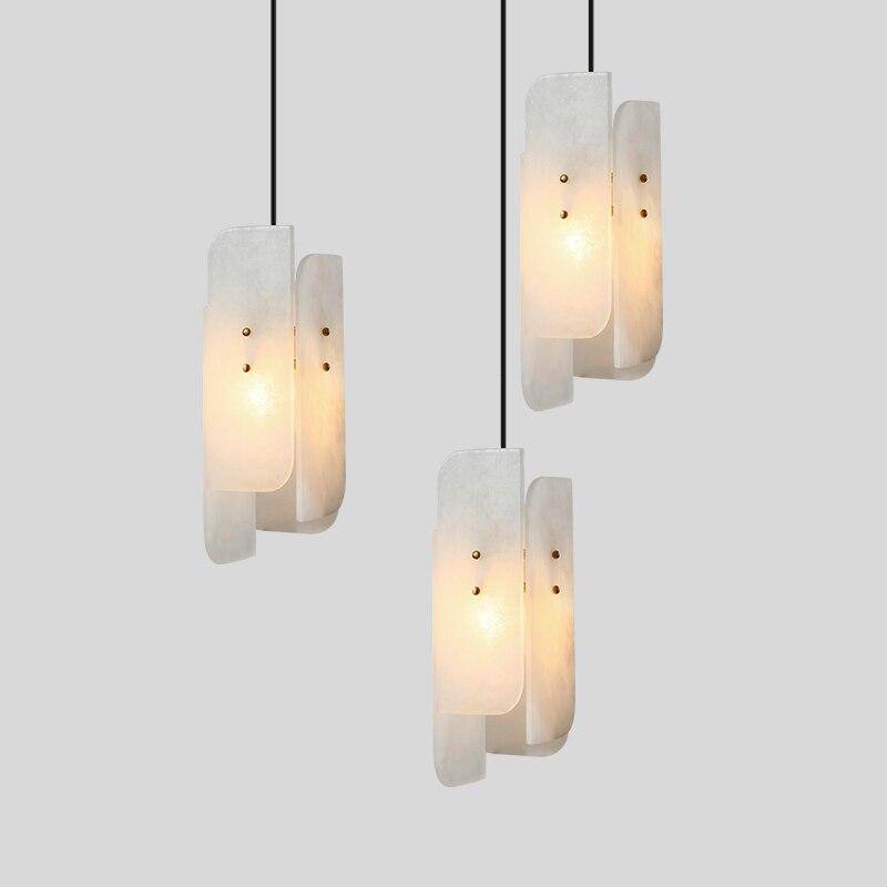 Suspension marbre blanc LED - Luxe absolu