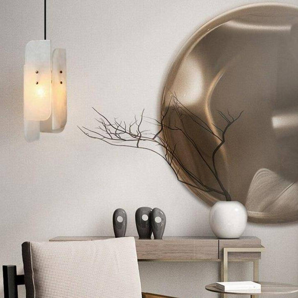 Suspension marbre blanc LED - Luxe absolu