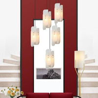 Suspension marbre blanc LED - Luxe absolu