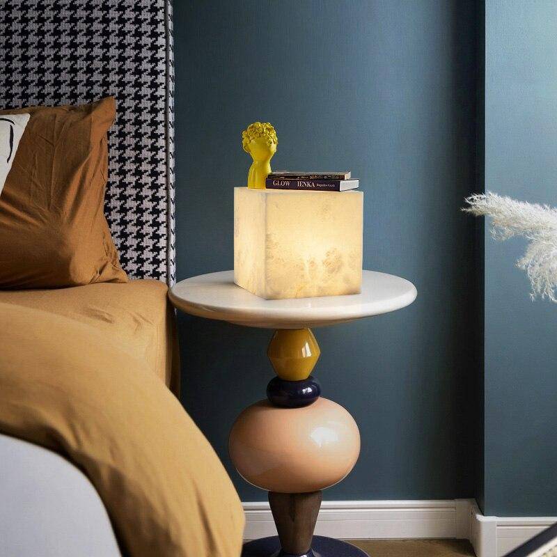 Lampe Cube LED Marbrée Design