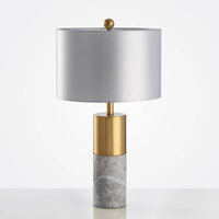 Lampe à poser dorée en marbre avec LED et abat-jour gris