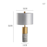 Lampe à poser dorée en marbre avec LED et abat-jour gris