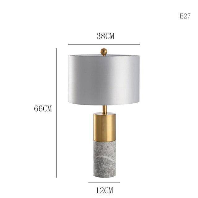 Lampe à poser dorée en marbre avec LED et abat-jour gris