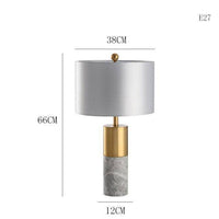 Lampe à poser dorée en marbre avec LED et abat-jour gris