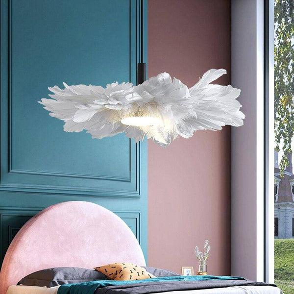 Suspension à plumes LED romantique